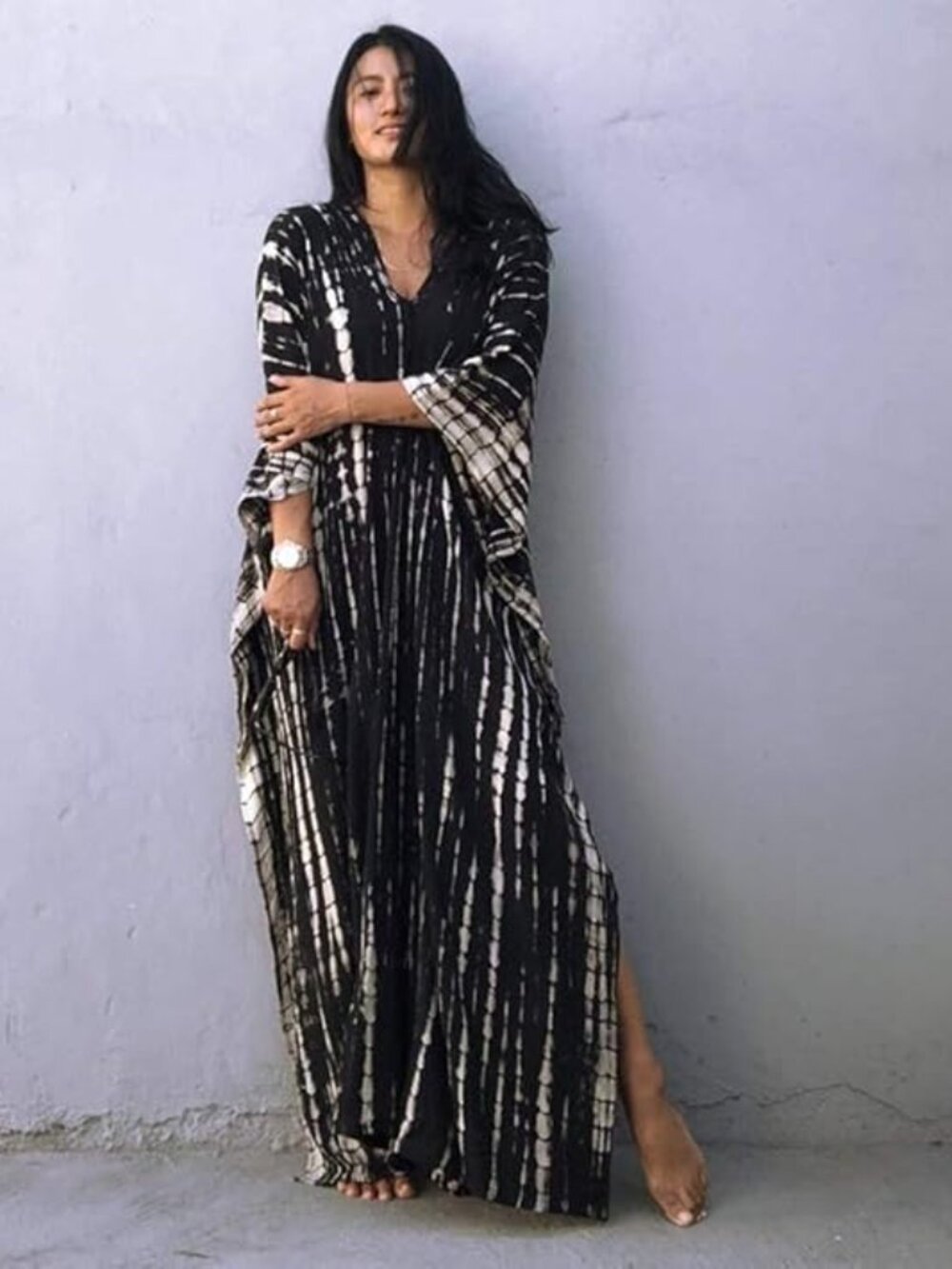 Women's Plus Size Kaftan Tie Dye V-Neck